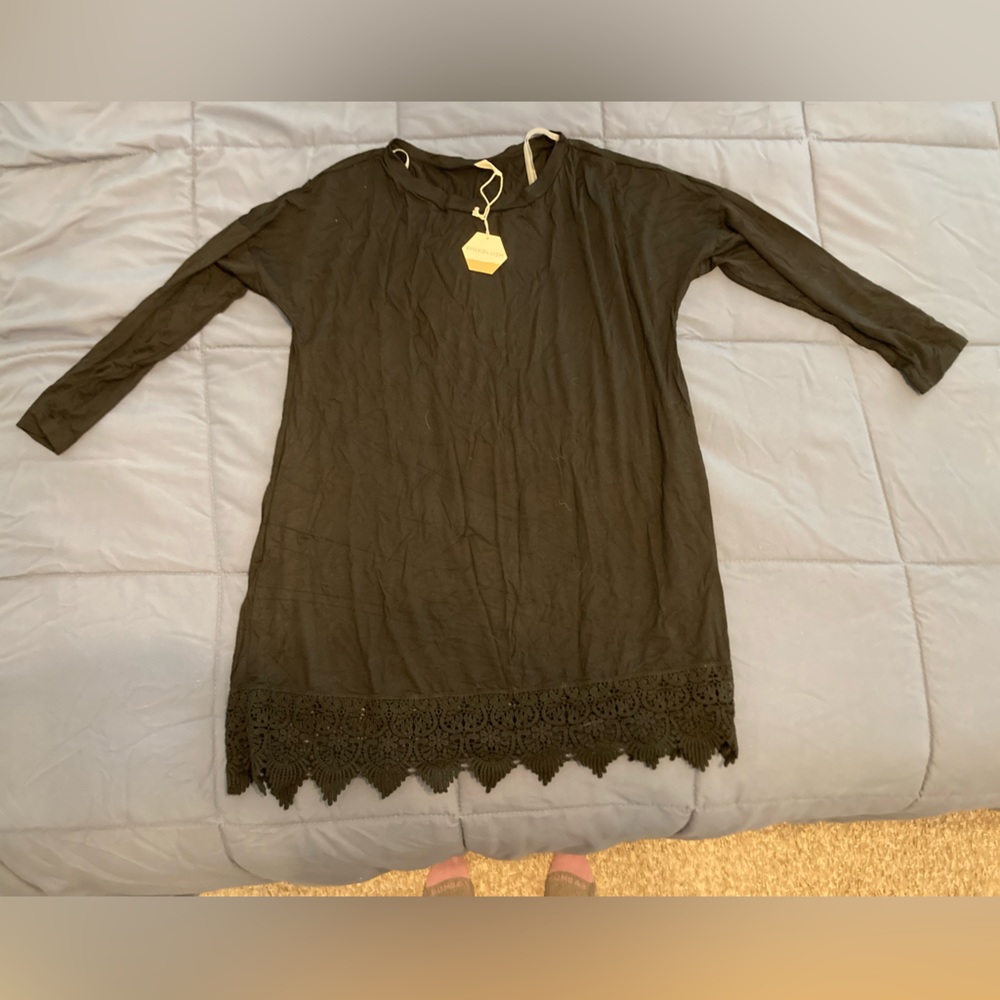 Pinkblush Black Lace Hem Tunic Top